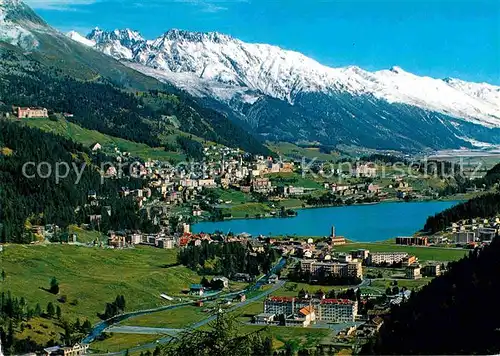 St Moritz Bad GR und Dorf Moritzsee Alpenpanorama Kat. St Moritz