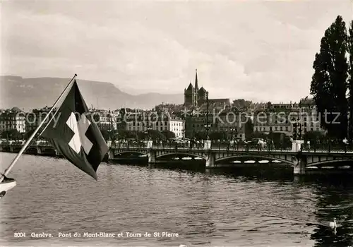 Geneve GE Pont du Mont Blanc et Tours de St Pierre Kat. Geneve