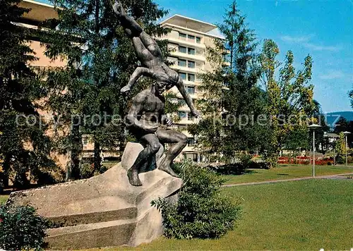 Liestal Spitteler Denkmal Statue mit Kantonsspital Kat. Liestal