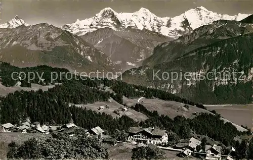 Beatenberg mit Schreckhorn Eiger Moench Jungfrau Berner Alpen Kat. Beatenberg