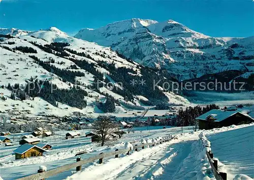 Lenk Simmental Winterpanorama mit Wildstrubel Berner Alpen Kat. Lenk Simmental