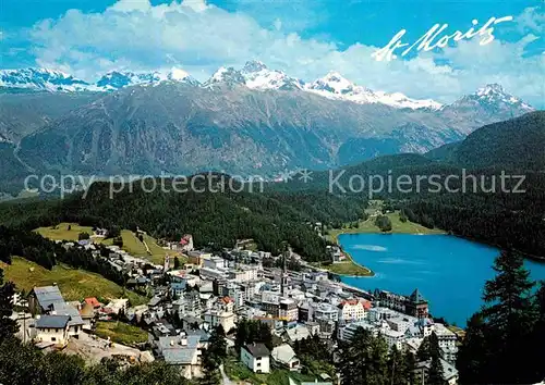 St Moritz Dorf GR Panorama mit Piz Languard und Piz Albris Livigno Alpen Kat. St Moritz
