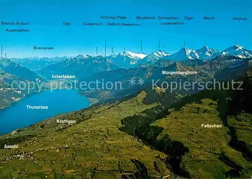 Aeschi BE Ausblick vom Niesen Thunersee Alpenkette