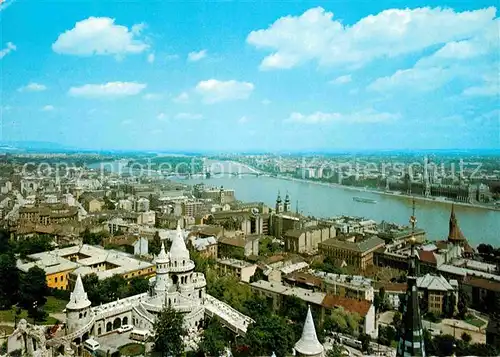 Budapest Fliegeraufnahme mit Donau Insel Fischerbastei Kat. Budapest
