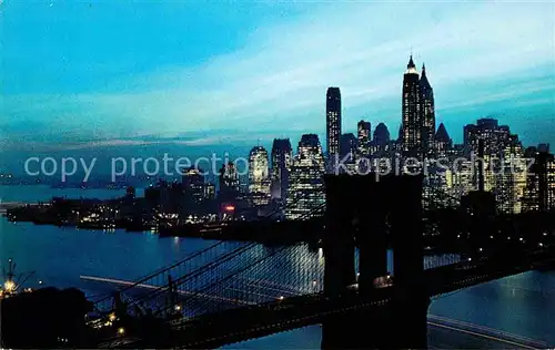 Manhattan New York Nightfall in Lower Manhattan Brooklyn Bridge Kat. Manhattan