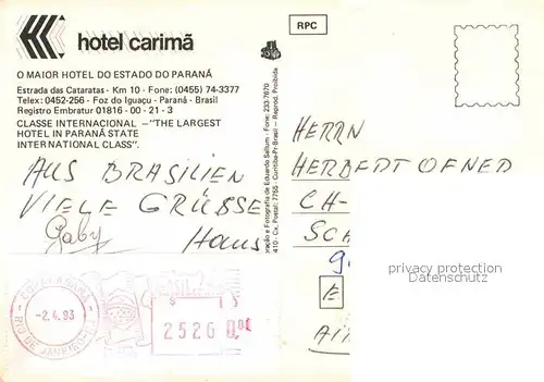 Parana Fliegeraufnahme Hotel Carima Kat. Parana