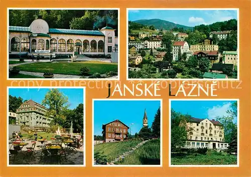 Janske Lazne Kolonada Areal lazenskych hotelu Jansky dvur Zotavovna ROH Brigada und Sirena Kat. Johannisbad