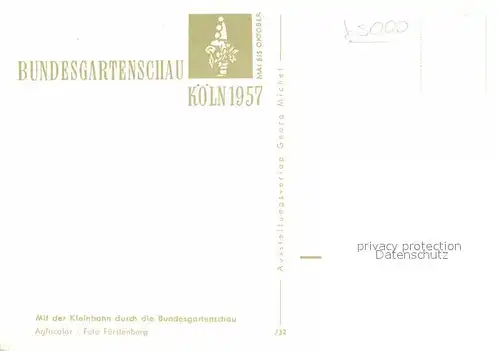 Bundesgartenschau Koeln Kleinbahn  Kat. Expositions