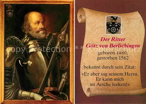Rittertum Mittelalter Ritter Goetz von Berlichingen  Kat. Militaria