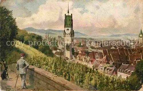 Hoffmann Heinrich Freiburg im Breisgau vom Schlossberg gesehen  Kat. Kuenstlerkarte