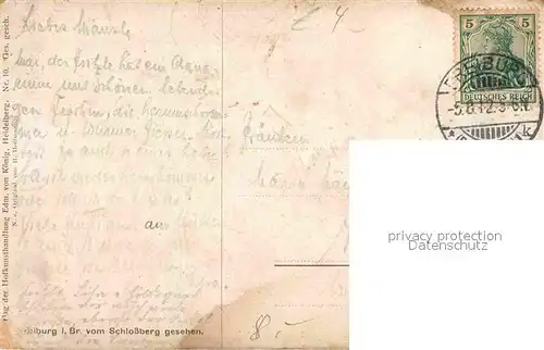Hoffmann Heinrich Freiburg im Breisgau vom Schlossberg gesehen  Kat. Kuenstlerkarte