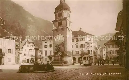 Strassenbahn Altdorf Dorfplatz Telldenkmal  Kat. Strassenbahn