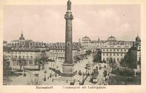 Strassenbahn Darmstadt Louisenplatz Ludwigsaeule Kat. Strassenbahn