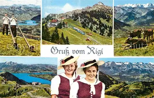 Alphorn Alphornblaeser Trachten Rigi Staffel Kulm  Kat. Musik