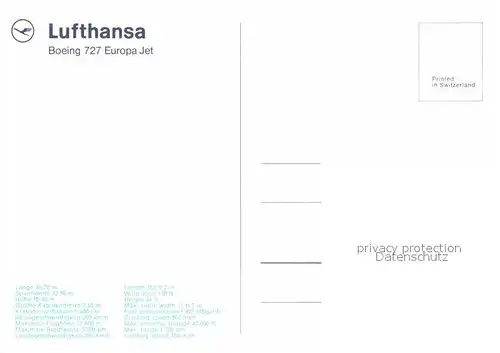 Lufthansa Boeing 727 Europa Jet Kat. Flug