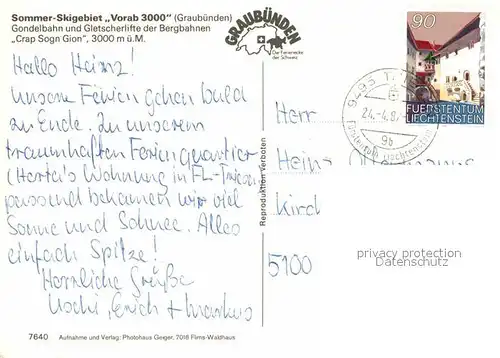 Seilbahn Crap Sogn Gion Vorab 3000 Kat. Bahnen