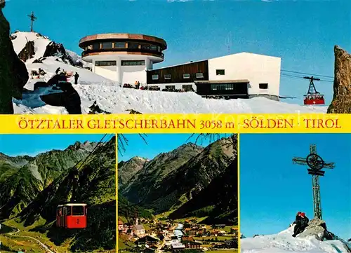 Seilbahn oetztaler Gletscherbahn Soelden Bergstation Gipfelkreuz  Kat. Bahnen