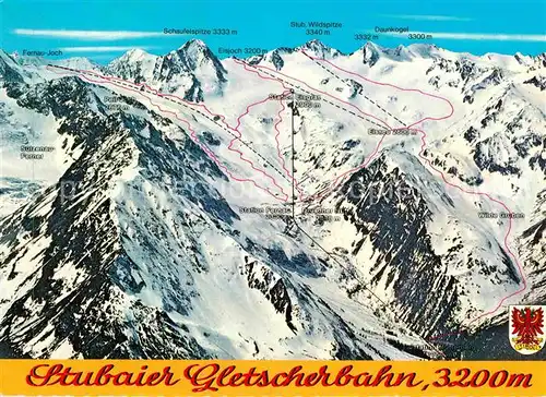 Skifahren Pistenplan Stubaier Gletscherbahn  Kat. Sport