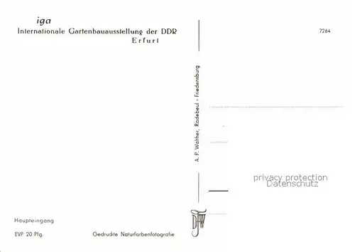 Gartenbauaustellung Erfurt Haupteingang Kat. Expositions