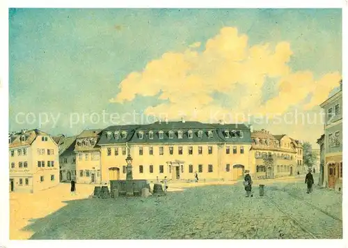 Kuenstlerkarte Aquarell J.G.S. Roesel Weimar Goethehaus Kat. Kuenstlerkarte