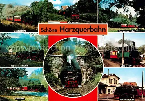 Lokomotive Harzquerbahn Thumkulenkopf Eisfelder Talmuehle Maegdesprung Kat. Eisenbahn