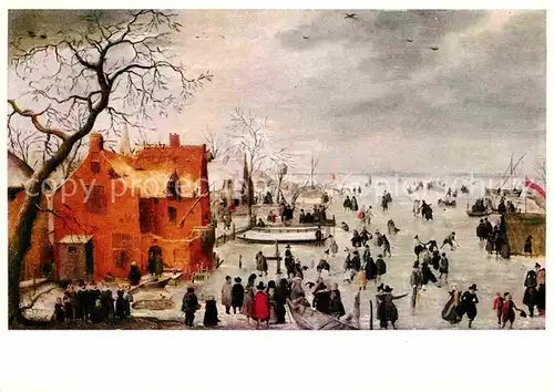 Kuenstlerkarte Hendrik Averkamp Eislandschaft Kat. Kuenstlerkarte