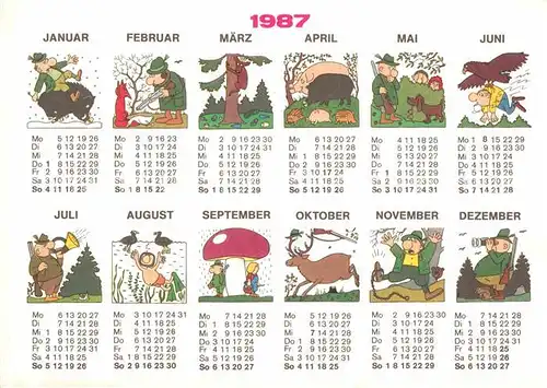 Jagd Kalender 1987  Kat. Sport