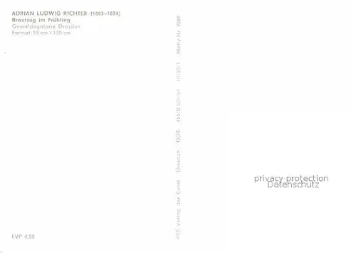 Ludwig Richter Brautzug im Fruehling  Kat. Kuenstlerkarte
