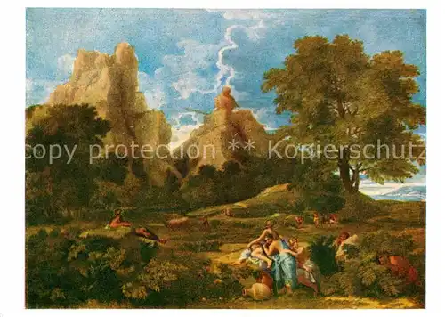 Kuenstlerkarte Nicolas Poussin Landschaft mit Polyphem Kat. Kuenstlerkarte