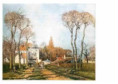 Kuenstlerkarte Camille Pissarro Weg in ein Dorf  Kat. Kuenstlerkarte