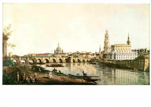 Kuenstlerkarte Canaletto B. Bellotto Dresden vom rechten Elbufer  Kat. Kuenstlerkarte