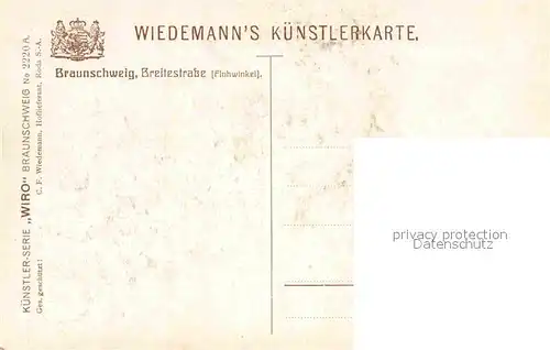 Verlag Wiedemann WIRO Nr. 2220 A Braunschweig Breitestrasse Flohwinkel  Kat. Verlage