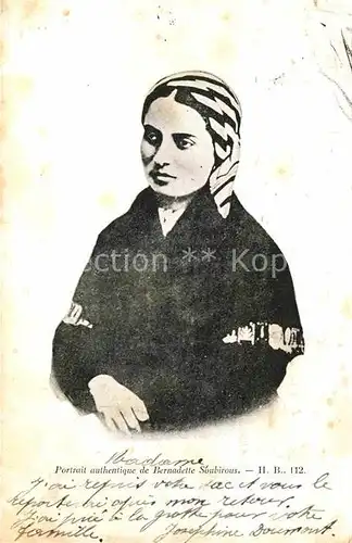 Religion Portrait authentique Bernadette Soubirous  Kat. Religion