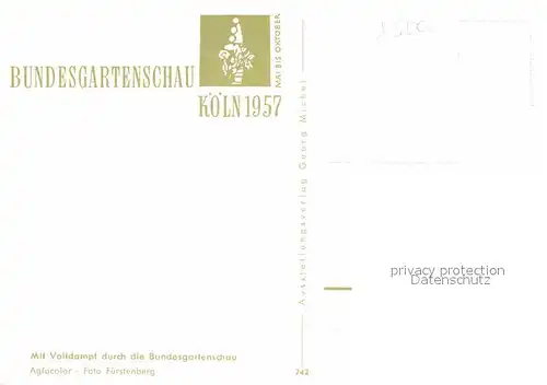 Bundesgartenschau Koeln Seilbahn Kleinbahn  Kat. Expositions