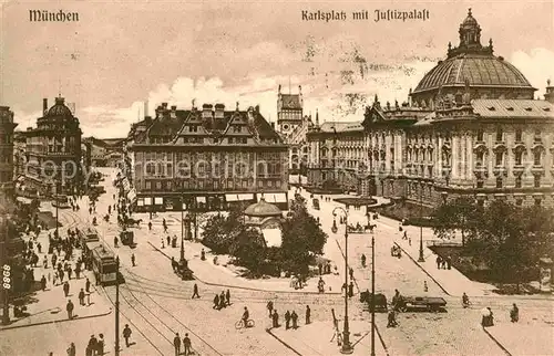 Strassenbahn Muenchen Karlsplatz Justizpalast  Kat. Strassenbahn
