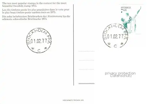 Briefmarke auf Ak Sverige Tio Populaeraste Maerkena  Kat. Besonderheiten