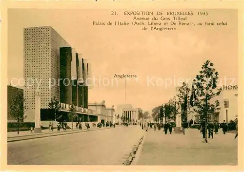 Exposition Internationale Bruxelles 1935 Avenue du Gros Tilleul Palais de l Italie  Kat. Expositions