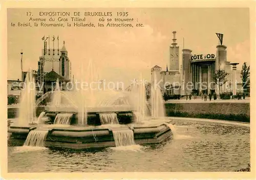 Exposition Internationale Bruxelles 1935 Avenue du Gros Tilleul  Kat. Expositions