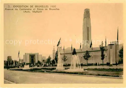 Exposition Internationale Bruxelles 1935 Avenue du Centenaire Palais de Bruxelles  Kat. Expositions