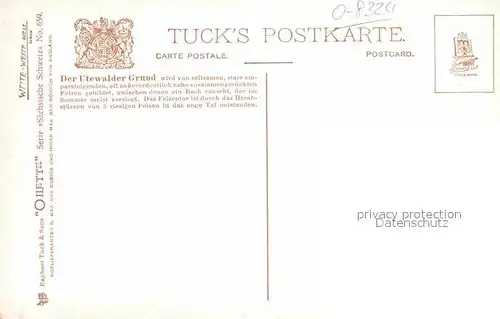 Verlag Tucks Oilette Nr. 659 Felsentor Uttewaldergrund Saechsische Schweiz  Kat. Verlage