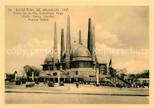 Exposition Internationale Bruxelles 1935 Palais de la Vie Catholique Belge Avenue Astrid Kat. Expositions