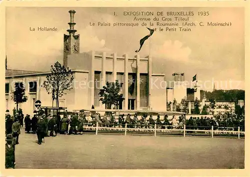 Exposition Internationale Bruxelles 1935 Avenue du Gros Tilleul Palais de la Roumanie Petit Train Kat. Expositions