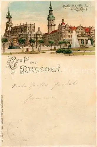 Verlag Hagelberg W. Nr. 36904 Dresden Katholische Hofkirche Schloss Litho Kat. Verlage
