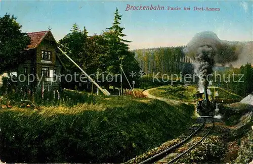 Lokomotive Brockenbahn Partie bei Drei Annen  Kat. Eisenbahn
