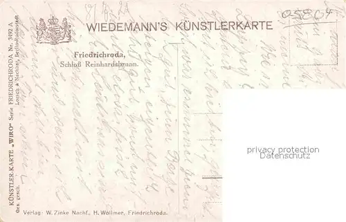 Verlag Wiedemann WIRO Nr. 3492 A Friedrichroda Schloss Reinhardsbrunn  Kat. Verlage