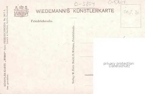 Verlag Wiedemann WIRO Nr. 3487 A Friedrichroda  Kat. Verlage