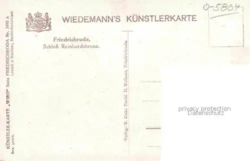 Verlag Wiedemann WIRO Nr. 3492 A Friedrichroda Schloss Reinhardsbrunn  Kat. Verlage