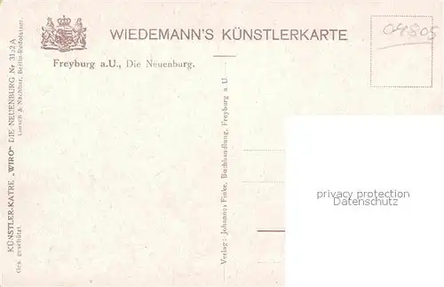 Verlag Wiedemann WIRO Nr. 3132 A Freyburg Unstrut Neuenburg Kat. Verlage