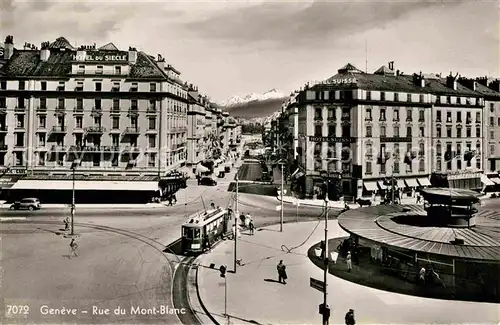 Strassenbahn Geneve Rue du Mont Blanc Hotel du Siecle  Kat. Strassenbahn