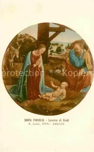 Kuenstlerkarte Lorenzo di Credi Santa Famiglia  Kat. Kuenstlerkarte